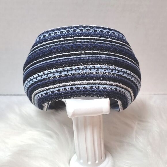 BOHO KNIT CROCHET WIDE BRIM FALL COLORS HEADBAND Black blue white - Picture 2 of 7